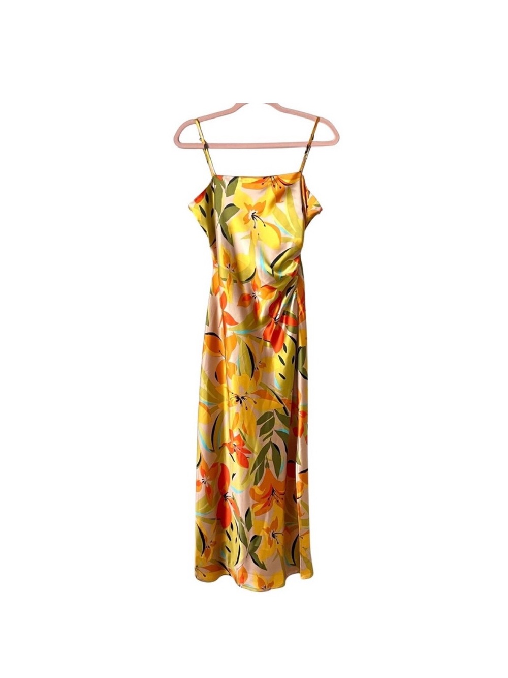 House of Harlow 1960 Dress Womens Medium Satin Floral Slip Tropical Maxi Resort